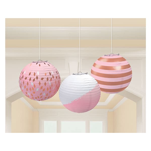 Rose Gold Paper Lanterns 3pk