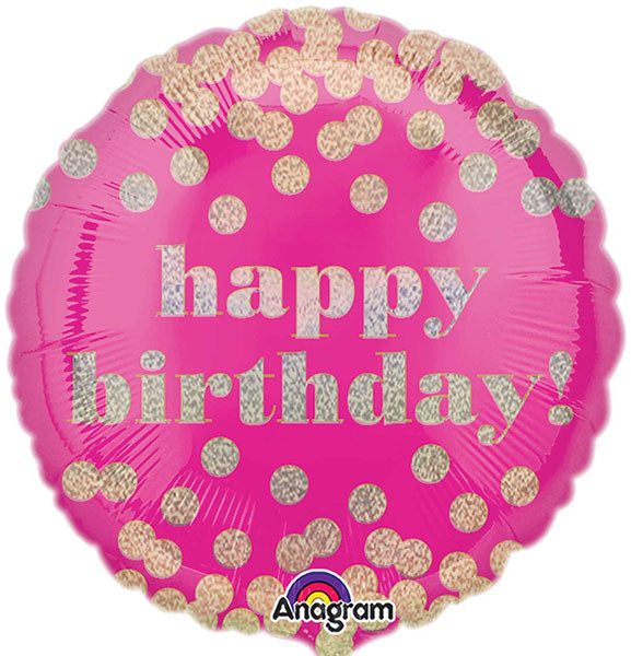 18" Dotty Happy Birthday Foil Balloon