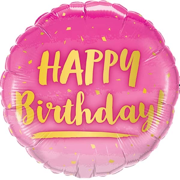 18" Pink & Gold Birthday Foil Balloon