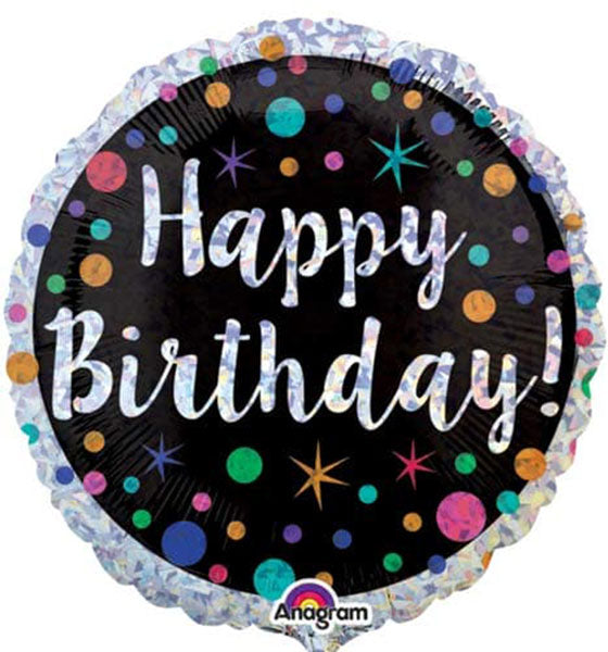 18" Polka Dot Happy Birthday Foil Balloon