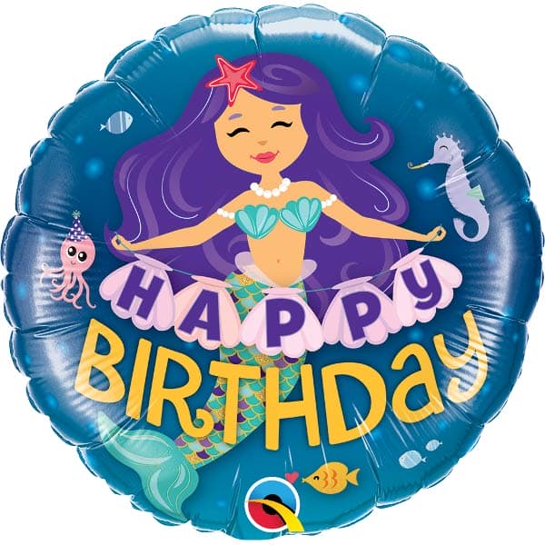 18" Happy Birthday Mermaid Foil Balloon