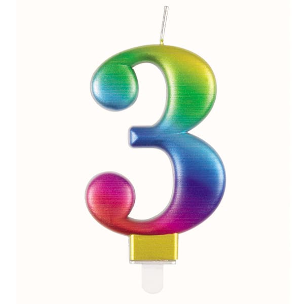 3 Rainbow Number Candle