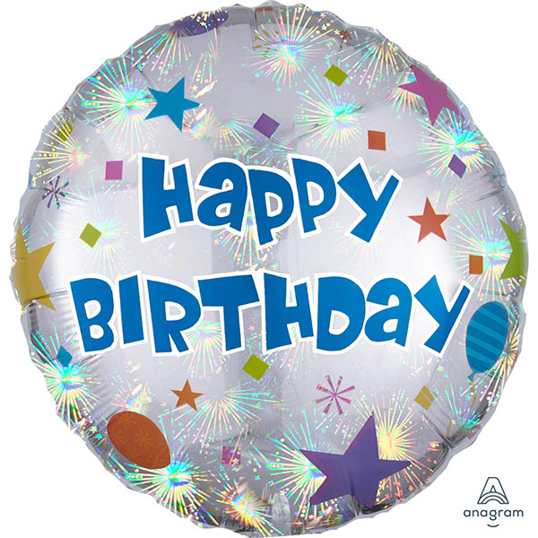 18" Happy Birthday Silver Confetti Foil Balloon