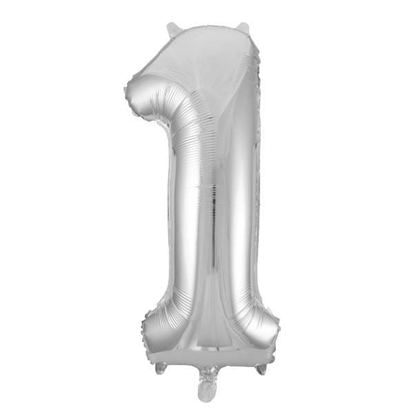 Silver 1 Large Shape Number Balloon