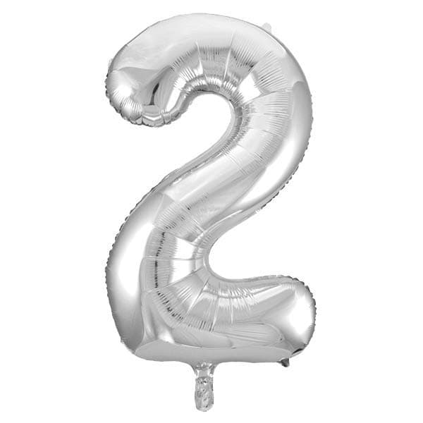 Silver 2 Large Shape Number Balloon