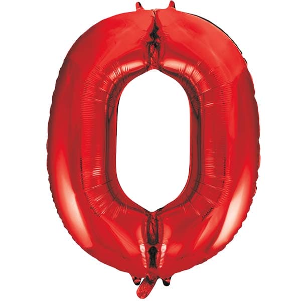 Red 0 Large Shape Number Balloon