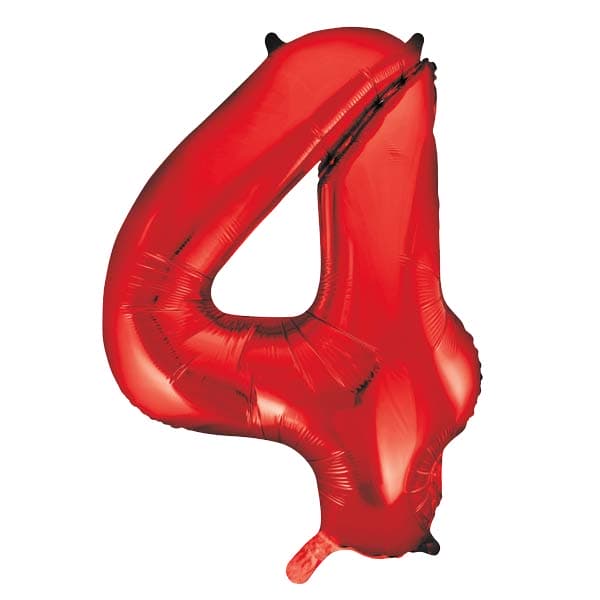 Red 4 Large Shape Number Balloon