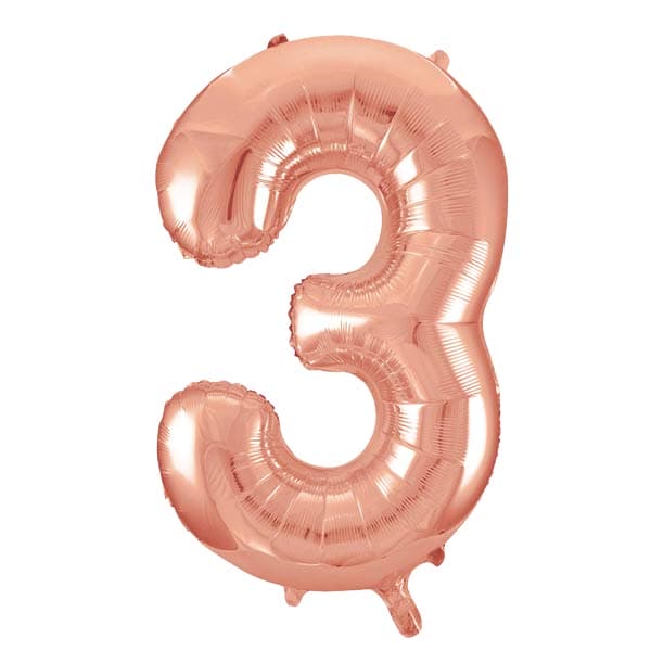 Rose Gold 3 Large Shape Number Balloon