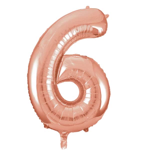 Rose Gold 6 Large Shape Number Balloon