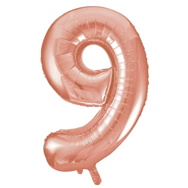 Rose Gold 9 Large Shape Number Balloon