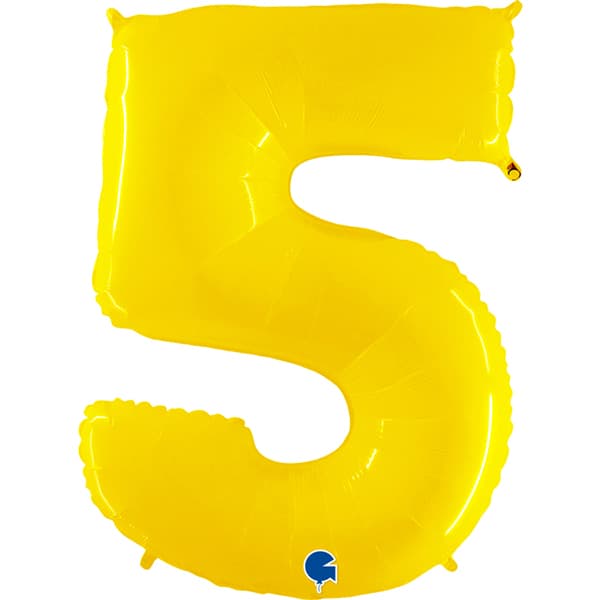 Yellow 5 Large Shape Number Balloon