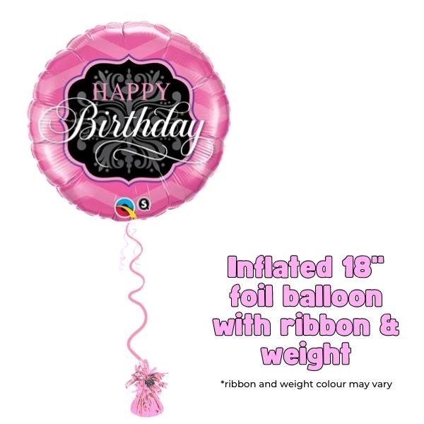 18" Birthday Pink & Black Foil Balloon