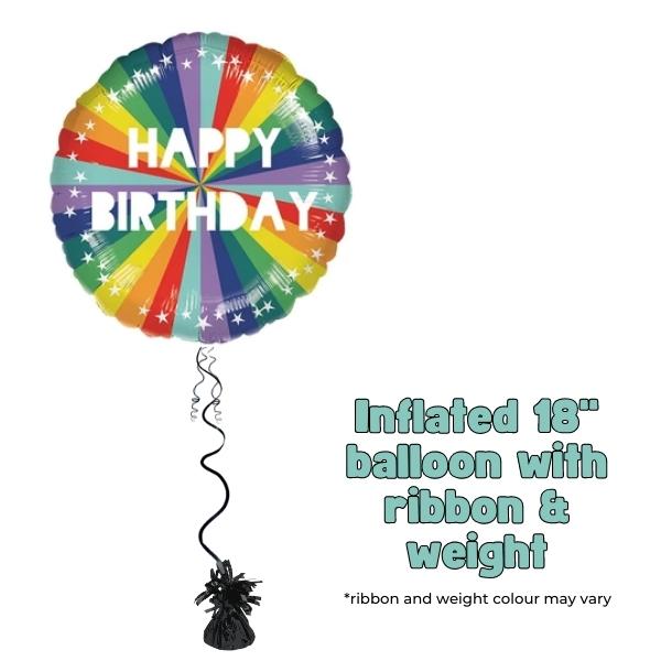 18" Bright Rainbow Happy Birthday Foil Balloons