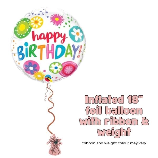 18" Floral Circles Birthday Foil Balloon