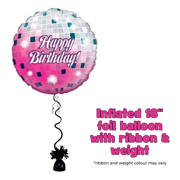 18" Glitterball Happy Birthday Foil Balloon