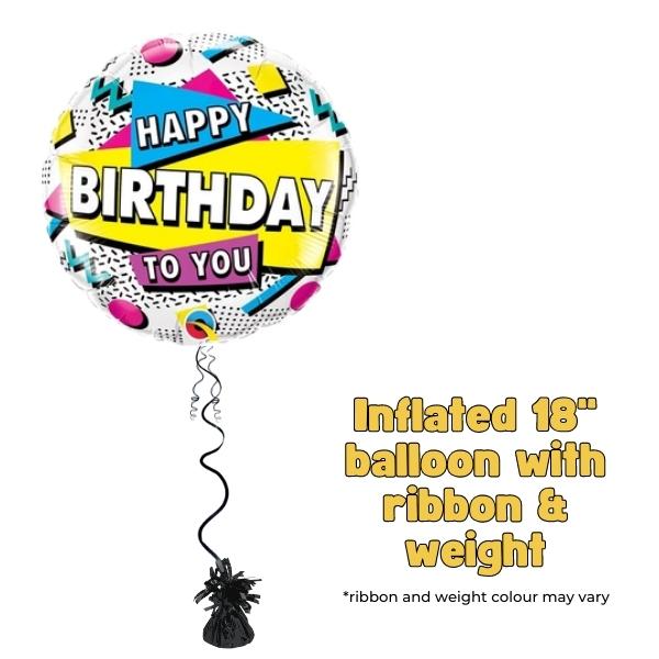 18" Happy Birthday 90s Retro Foil Balloon