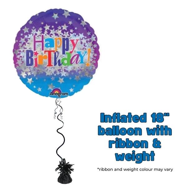 18" Happy Birthday Bright Stars Foil Balloon