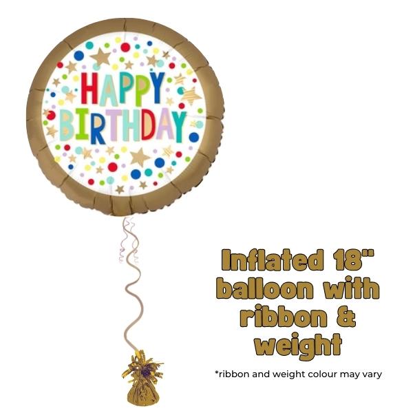 18" Happy Birthday Gold Satin Foil Balloon