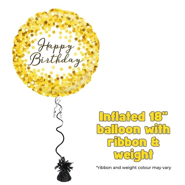 18" Happy Birthday Gold Sparkle Foil Balloon