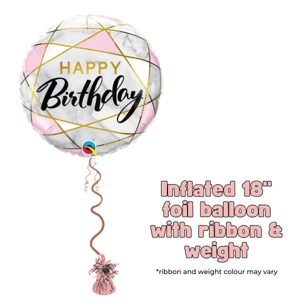 18" Happy Birthday Marble Foil Balloon