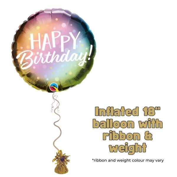 18" Happy Birthday Metallic Dots Foil Balloon