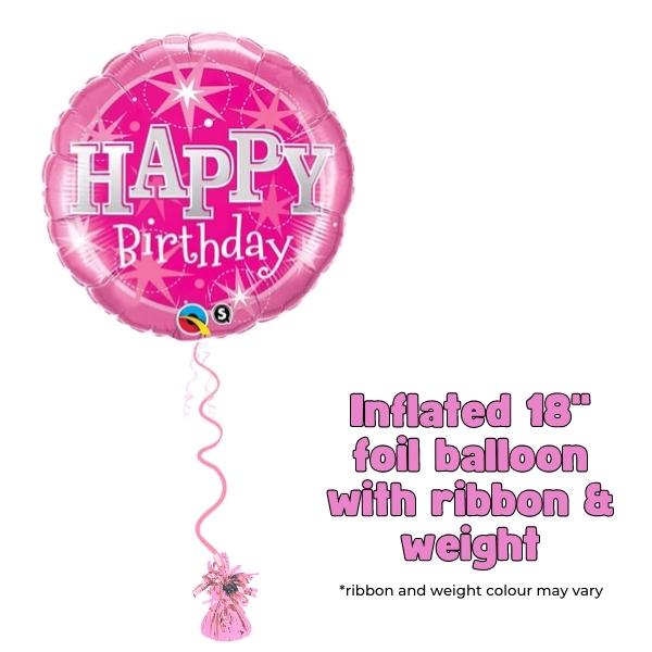 18" Happy Birthday Pink Sparkle Foil Balloon