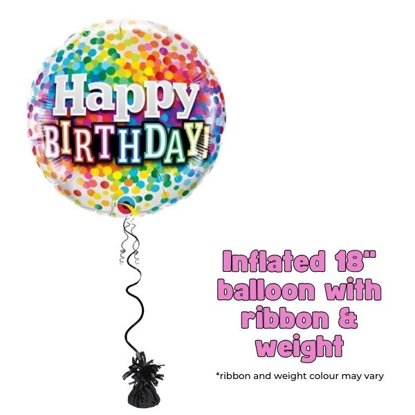 18" Happy Birthday Rainbow Confetti Foil Balloon