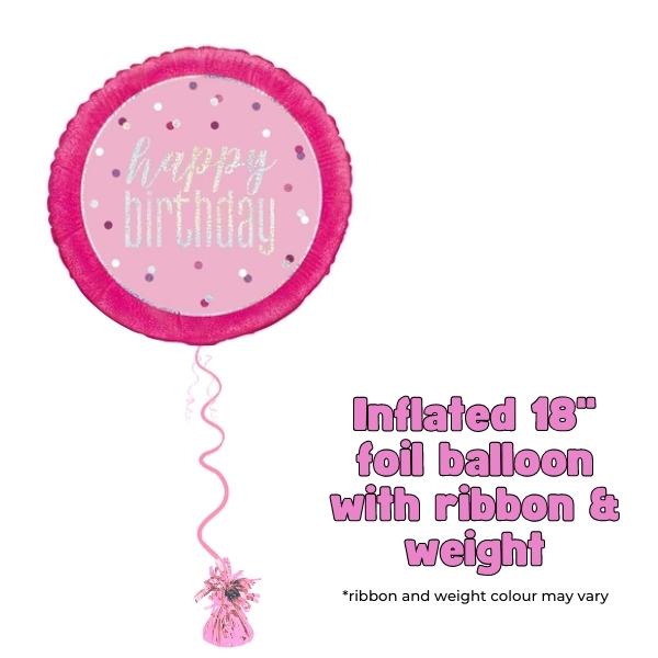 18" Pink & Silver Glitz Birthday Foil Balloon