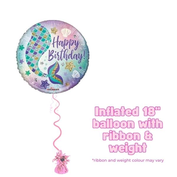 18" Happy Birthday Mermaid Tail Foil Balloon