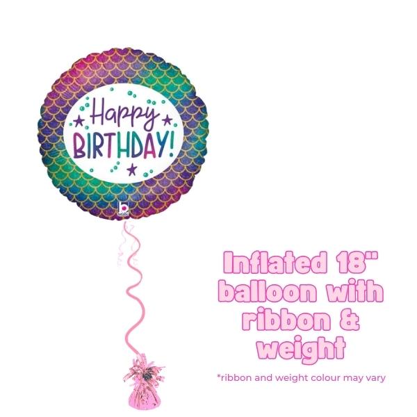 18" Glitter Mermaid Happy Birthday Foil Balloon