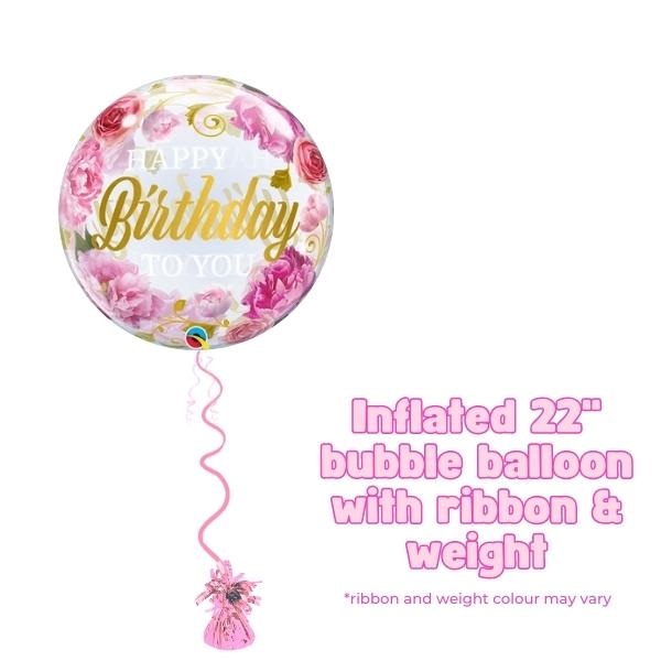 22" Birthday Peonies Bubble Balloon